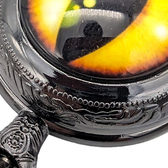 Dragon Eye Pendant Watch NEW Gift Cat Orange Yellow Necklace Pocket Vintage - Picture 5 of 9
